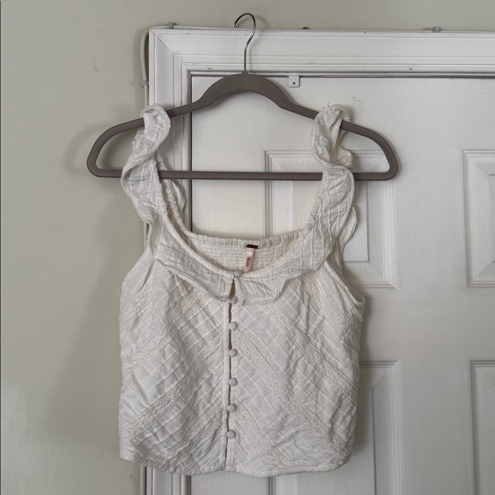 Free People White Textured Camisole